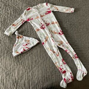 Pottery Barn Kids Christmas Snap Pajama Footie Hat 18-24 Months 100% Cotton 2015